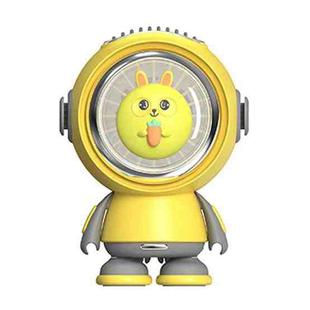 F1 USB Hanging Neck Fan Handheld Mini Outdoor Camping Colorful Lights Fan, Style: Rabbit (Yellow)