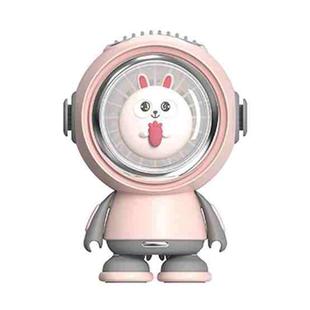 F1 USB Hanging Neck Fan Handheld Mini Outdoor Camping Colorful Lights Fan, Style: Rabbit (Pink)