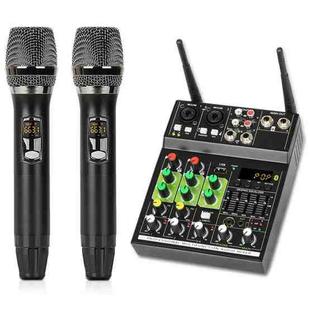 UF5-M 4 Way Mixer With Wireless Microphone Recording Live USB Bluetooth Reverberation Microphone(Black)