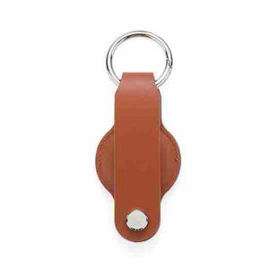 For AirTag Tracker Leather Case Key Holder(Linear Brown)
