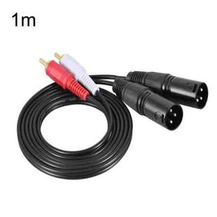 2RCA To 2XLR Speaker Canon Cable Audio Balance Cable, Size: 1m(Dual Lotus To Dual Canon Male)