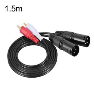 2RCA To 2XLR Speaker Canon Cable Audio Balance Cable, Size: 1.5m(Dual Lotus To Dual Canon Male)