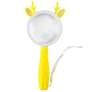 2275 5X/10X Cartoon Animal Handheld Children Science Experiment Magnifying Glass(Yellow Deer)