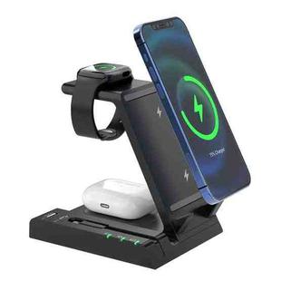 Z252 6-In-1 Wireless Charging Stand Dock With USB-C/Type-C Port & 8 Pin Charge Cable(Black)