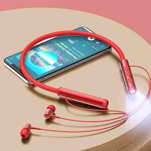 YY-708 Neck Hanging Noise Reduction Card Bluetooth Sports Headset with Flashlight Function(Red)