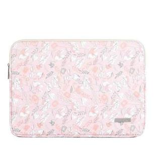 G4-01 15 Inch Laptop Liner Bag PU Leather Printing Waterproof Protective Cover(Light Pink)