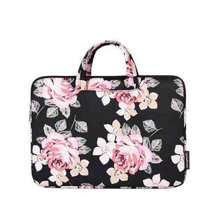 H40-B01 White Rose Pattern Laptop Case Bag Computer Liner Bag With Handle, Size: 15 Inch(Black)