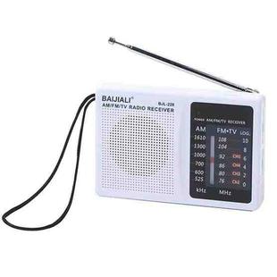 BAIJIALI BJL228 Retro Portable Two Band FM AM Radio Built-in Speaker(White)