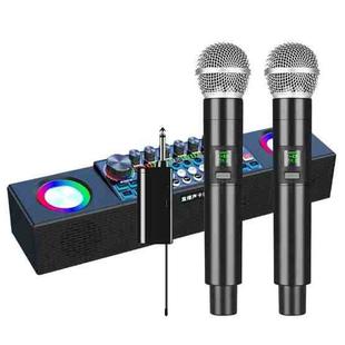 X80 Portable Multifunctional Live Singing Wireless Bluetooth Sound Card Speaker (Dual-microphone Black)