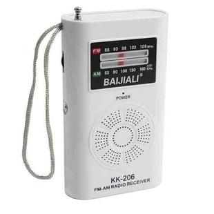 BAIJIALI KK-206 Mini Portable Radio Retro Pointer Multifunctional FM / AM Radio(White)