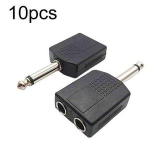 10pcs 6.5mm Male Mono To Dual 6.5mm Female Audio Conversion Connector(Black)