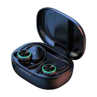 R201 With Charging Bin Hanging Ear Stereo Digital Display Bluetooth Earphones(Black)