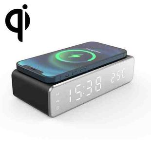 W258 With Clock / Temperature Display Desktop Phone / Earphone Wireless Charging(5W Black)