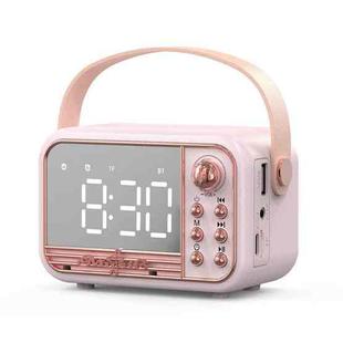 S11 Handheld Retro Alarm Clock Bluetooth Speaker Desktop Portable Clock(Pink)