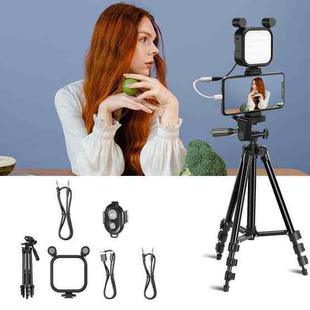 KIT-15LM Tripod Fill Light With Microphone Vlogging Kit  For Live Phone Recording(Black)