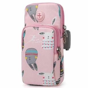 B095 Small Sports Mobile Phone Cartoon Arm Bag Wrist Fitness Bag(Rabbit)