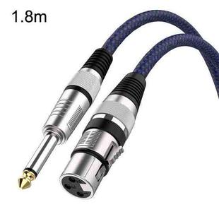 1.8m Blue and Black Net TRS 6.35mm Male To Caron Female Microphone XLR Balance Cable
