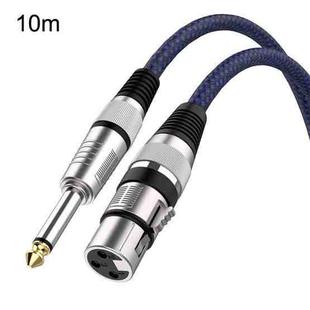 10m Blue and Black Net TRS 6.35mm Male To Caron Female Microphone XLR Balance Cable