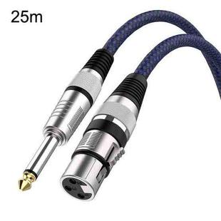 25m Blue and Black Net TRS 6.35mm Male To Caron Female Microphone XLR Balance Cable