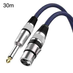 30m Blue and Black Net TRS 6.35mm Male To Caron Female Microphone XLR Balance Cable