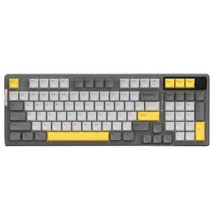 Ajazz AK966 96-Key Bluetooth Wireless Three Model Hot Swap RGB Mechanical Keyboard, MX CREAM Shaft(Black Yellow)