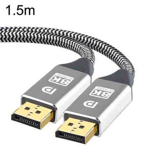 1.5m 1.4 Version DP Cable Gold-Plated Interface 8K High-Definition Display Computer Cable 30AWG OD:6.3MM With Nylon Mesh(Silver)