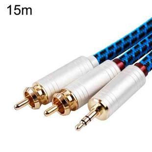 15m Gold Plated 3.5mm Jack to 2 x RCA Male Stereo Audio Cable(Pearl Silver)
