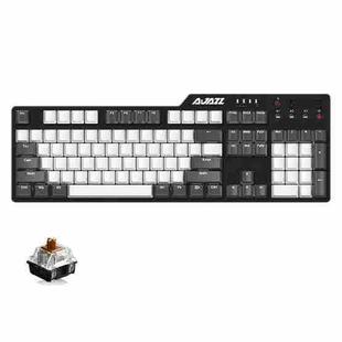 Ajazz AK35I 110 Keys White Light Backlight PBT Keycap Wired Mechanical Keyboard Tea Shaft (Gray White)