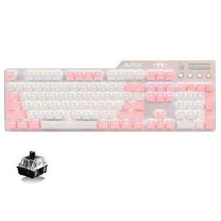 Ajazz AK35I 110 Keys White Light Backlight PBT Keycap Wired Mechanical Keyboard Black Shaft (Pink White)