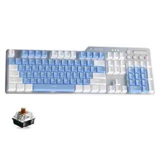 Ajazz AK35I 110 Keys White Light Backlight PBT Keycap Wired Mechanical Keyboard Tea Shaft (White Blue)