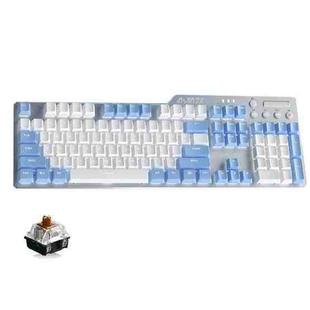 Ajazz AK35I 110 Keys White Light Backlight PBT Keycap Wired Mechanical Keyboard Tea Shaft (Blue White)