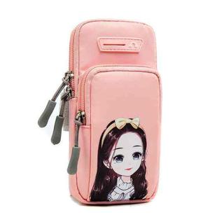 Small Running Mobile Phone Arm Bag Cartoon Mobile Phone Bag(Watermelon Pink Girl)