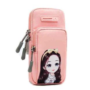 Large Running Mobile Phone Arm Bag Cartoon Mobile Phone Bag(Watermelon Pink Girl)