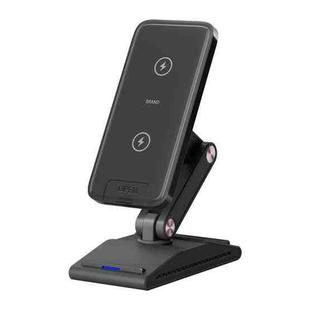 3-In-1 15W Portable Folding Desktop Stand Mobile Phone Wireless Charger(Black)