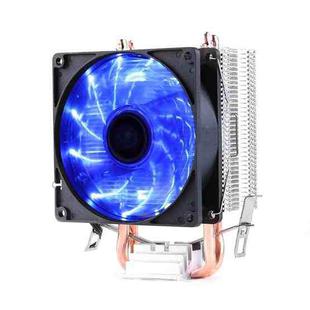 Desktop Computer Double Copper Tube CPU Radiator Super Quiet Blue Light 3-pin Single Fan