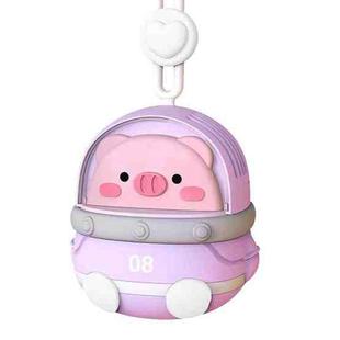 CS1327 Small USB Charging Cartoon Hanging Neck Fan Portable Leafless Silent Mini Fan(Pig)