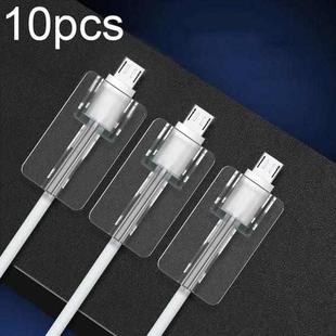 10pcs Square Transparent Data Cable Protective Sleeve Durable Break-Resistant Cable Winder(Micro USB)