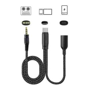 T45B 3.5mm Male+Type-C/USB-C Male+Type-C/USB-C Female Live OTG Sound Card Cable Mobile Phone Charging Audio Recording Data Cable
