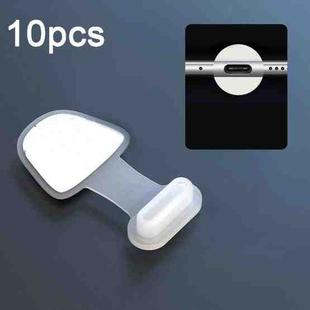 10pcs USB-C/Type-C  Mobile Phone Charging Port Silicone Anti-Dust Plug Back-adhesive Loss-proof Cover(Transparent)