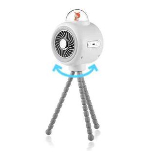 Baby Stroller Fan Home Mute Outdoor Cooling Portable Rabbit Octopus Fan With Shake Head (White)