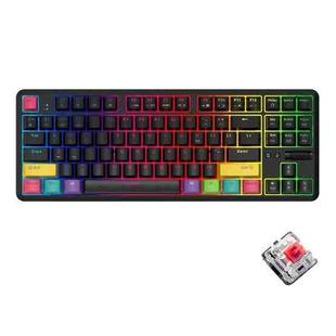 Ajazz K870T 87-Key RGB Office Game Phone Tablet Bluetooth/Wired Dual-Mode Mechanical Keyboard Red Shaft (Black)