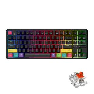 Ajazz K870T 87-Key Hot Swap Bluetooth/Wired Dual Mode RGB Backlight Office Game Mechanical Keyboard Red Shaft (Black)