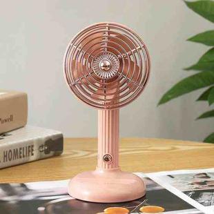 FY060 Small Retro Handheld Desktop Rotatable Fan USB Charging Portable Silent Fan(Shallow Red)