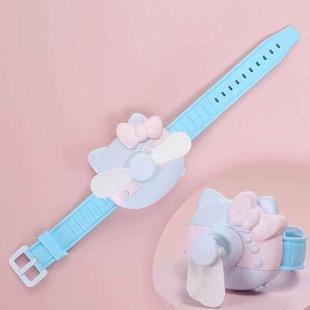 1158 Cartoon Shape Children Watch Fan USB Charging Portable Wrist Mini Fan(Pink Blue)