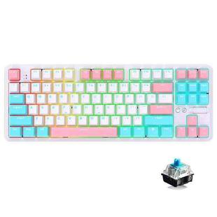 Ajazz K870T Pro 87 Keys Three Mode Wireless/Bluetooth/Wired Pluggable RGB Mechanical Keyboard Green Shaft (White)