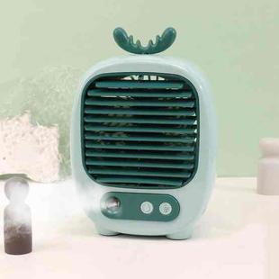 1315 Spray Humidification Hydrating Cartoon Fan USB Charging Desktop Fan(Deer Green)