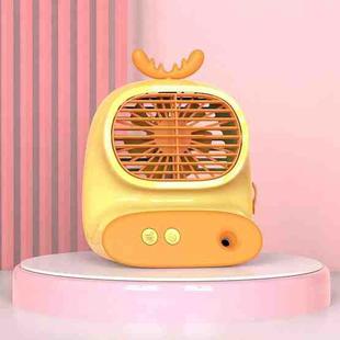 CS1319 Desktop Small Hydrating Spray Cartoon Fan Rechargeable Silent Humidifying Fan(Deer Yellow)