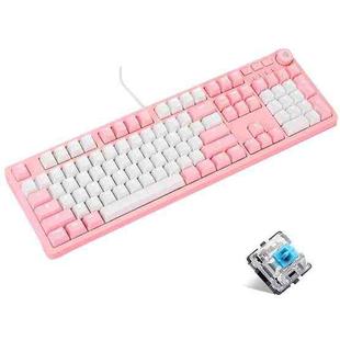Ajazz AK515 104 Keys White Light Magnetic Upper Cover Wired Game USB Mechanical Keyboard Green Shaft (Pink)