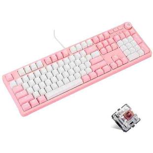 Ajazz AK515 104 Keys White Light Magnetic Upper Cover Wired Game USB Mechanical Keyboard Tea Shaft (Pink)