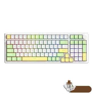 Ajazz AK992 99 Keys Wireless/Bluetooth Three-Mode Hot Swap RGB Gaming Mechanical Keyboard Tea Shaft RGB Version (Green White)